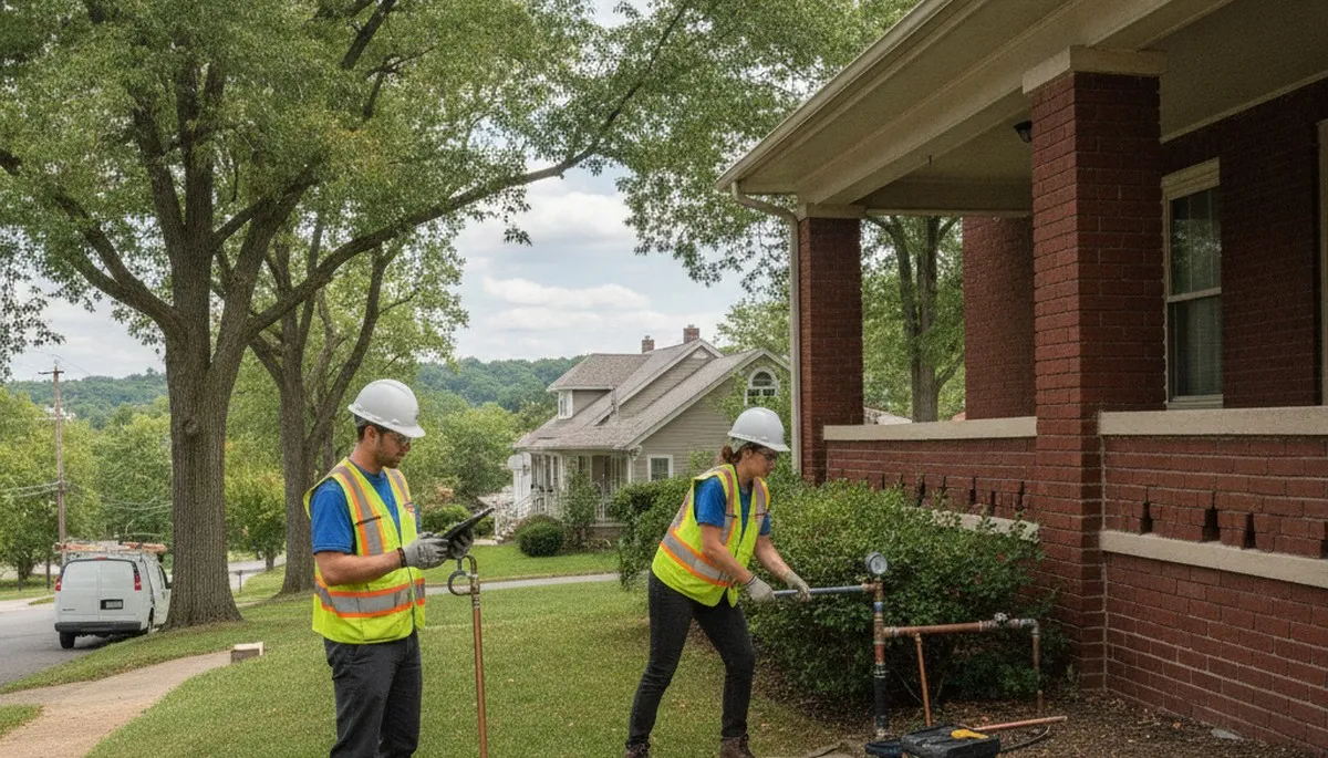 Plumber repairing pipe leak in Saint Charles, MO for plumbingstcharlesmo-new.com