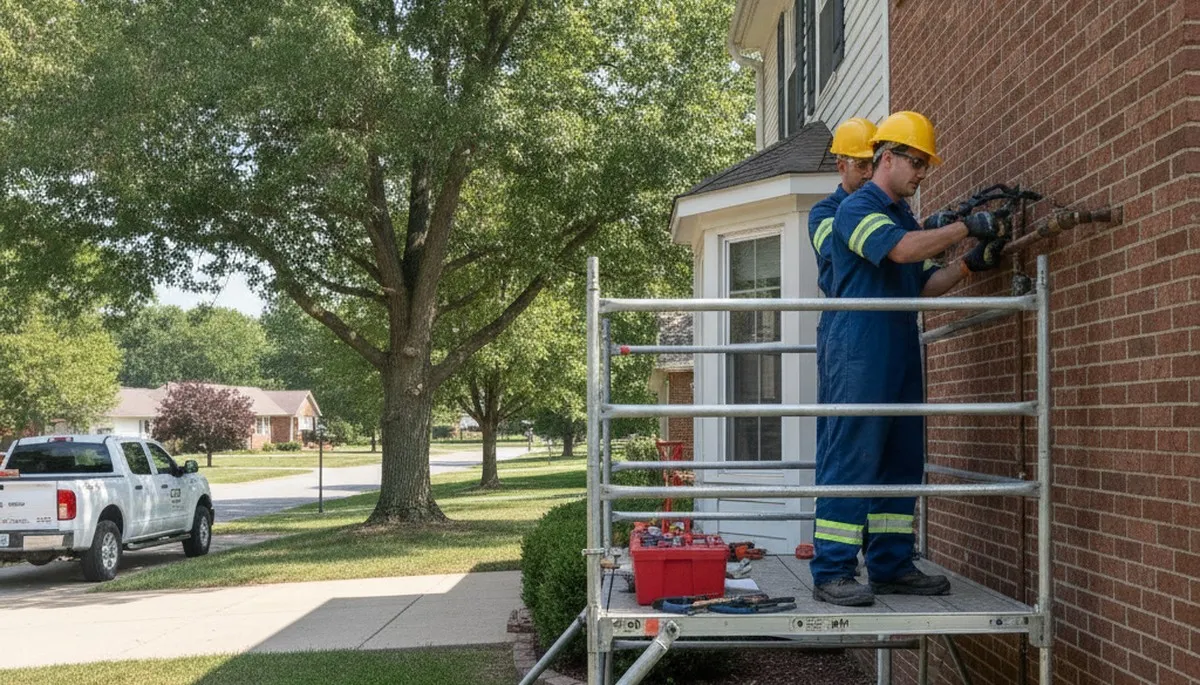 Plumber repairing a pipe in Saint Charles, MO for plumbing repair service